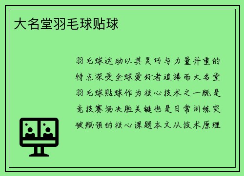 大名堂羽毛球贴球