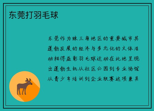东莞打羽毛球